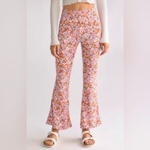 Billabong Hang Loose Flare Pants Pink Ditsy NWT